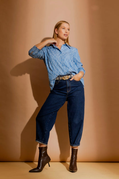 Chambray Embroidery Classic Shirt