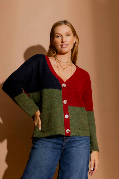 Burgundy Recycled Yarn Fluffy Cardigan Burgundy S