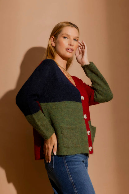 Burgundy Recycled Yarn Fluffy Cardigan Burgundy S