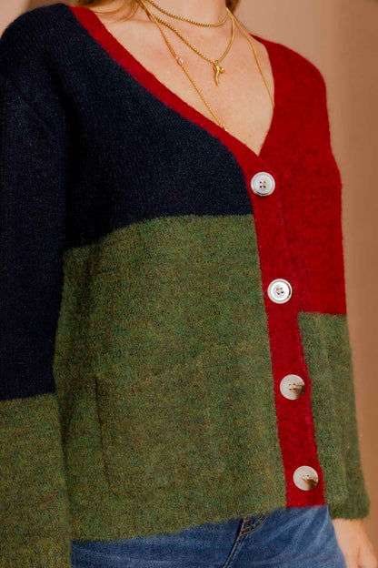 Burgundy Recycled Yarn Fluffy Cardigan Burgundy S