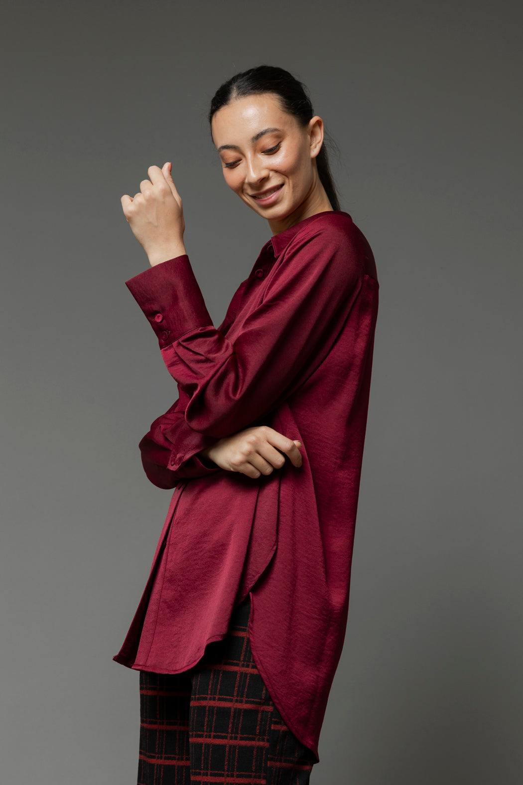Burgundy Charlie Silky Shirt