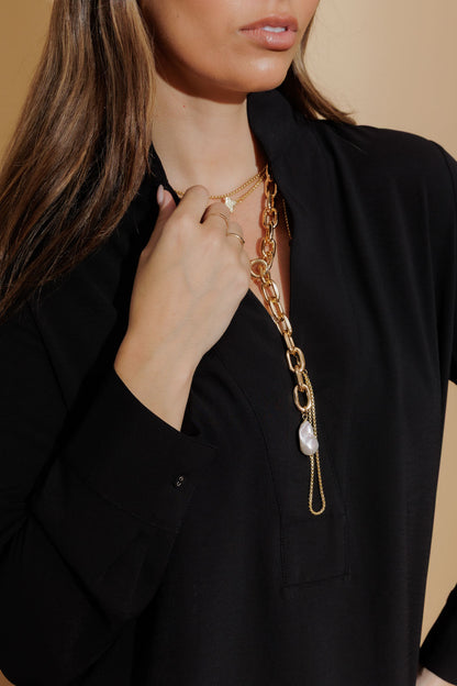 Black Luxury Longline Milan Blogger Shirt