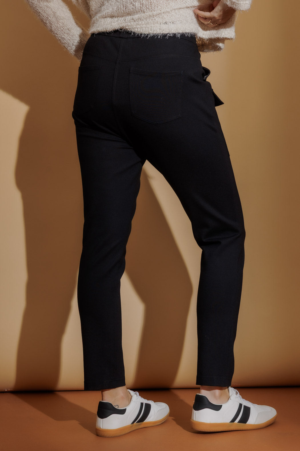 Black Premium Ponte Cargo Jogger Pant