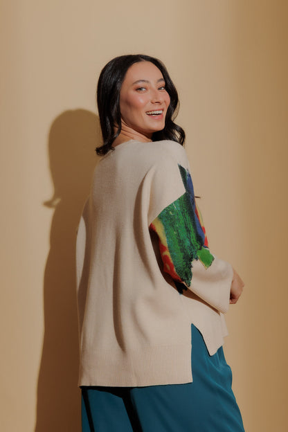 Beige Rainbow Knit Jumper Beige S