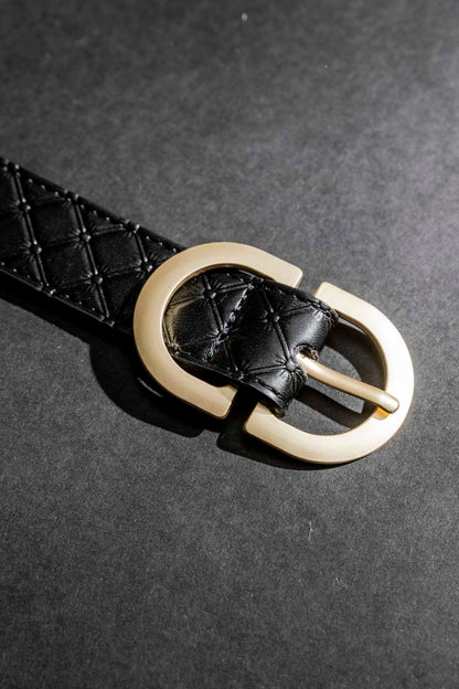 Black Embossed Classic Belt Black O/S