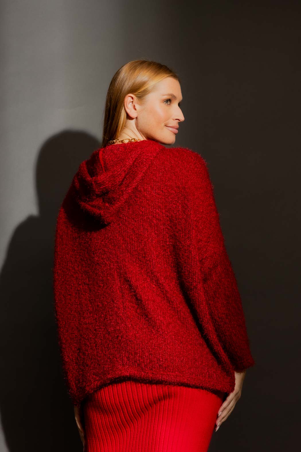 Burgundy Fluffy Hoodie Jumper