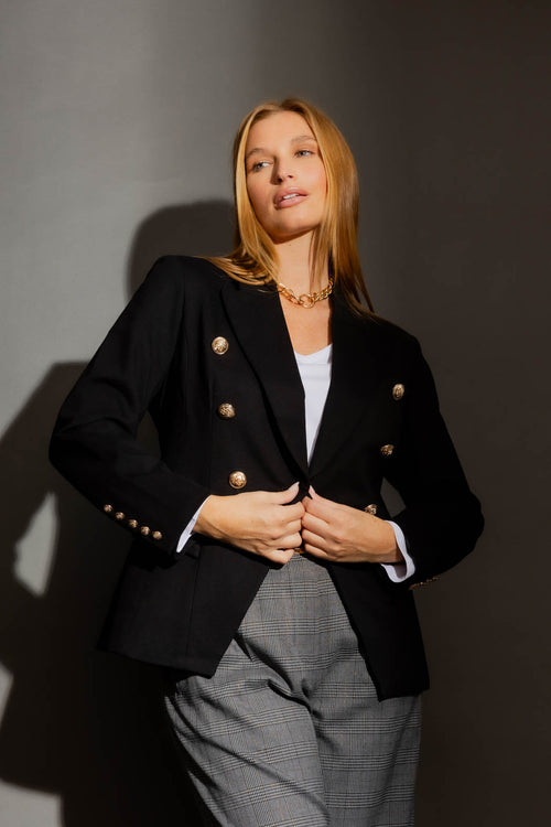 Black Ponte Belted Sisca Blazer