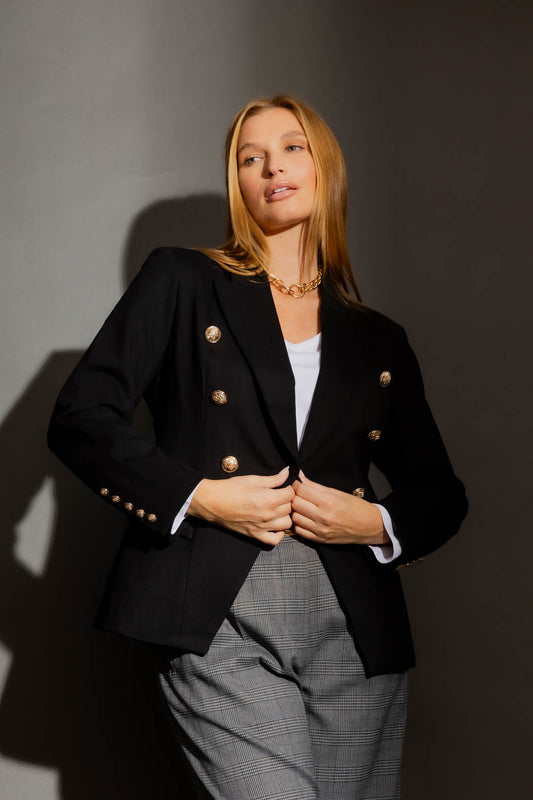 Black Ponte Belted Sisca Blazer
