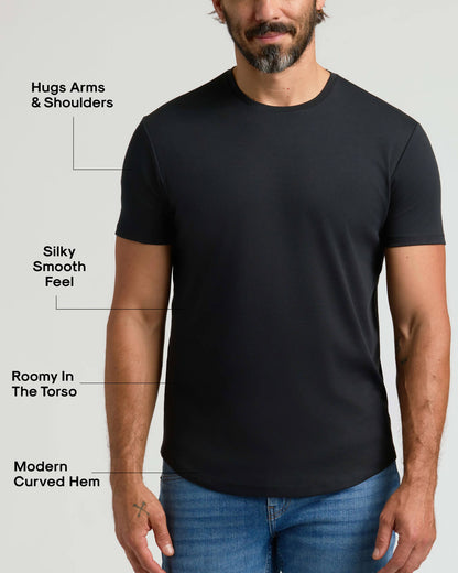 Pima Cotton Blend Curved Hem Crew 4-Pack