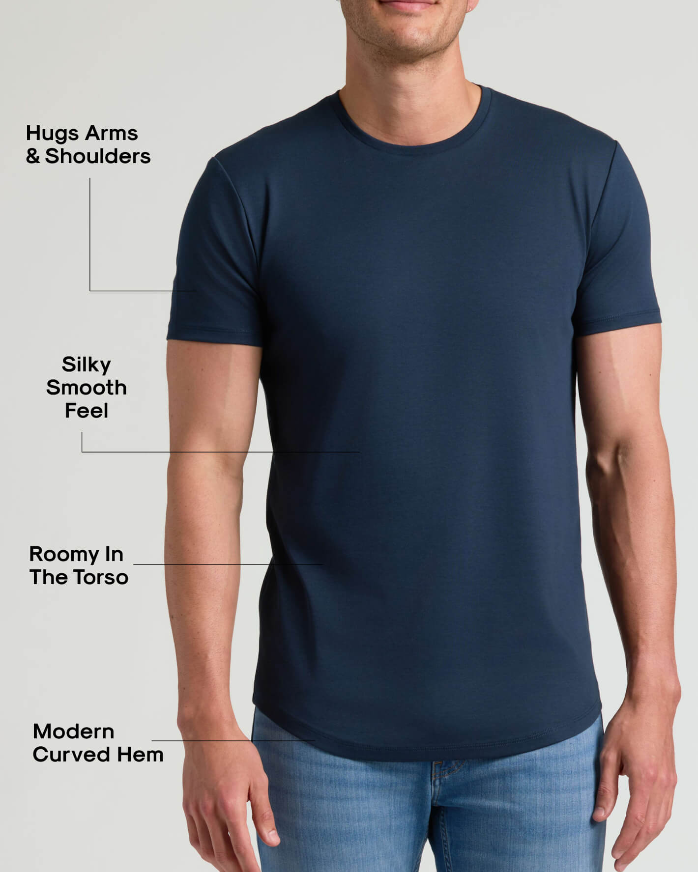 Tall Pima Cotton Blend Curved Hem Crew 2-Pack