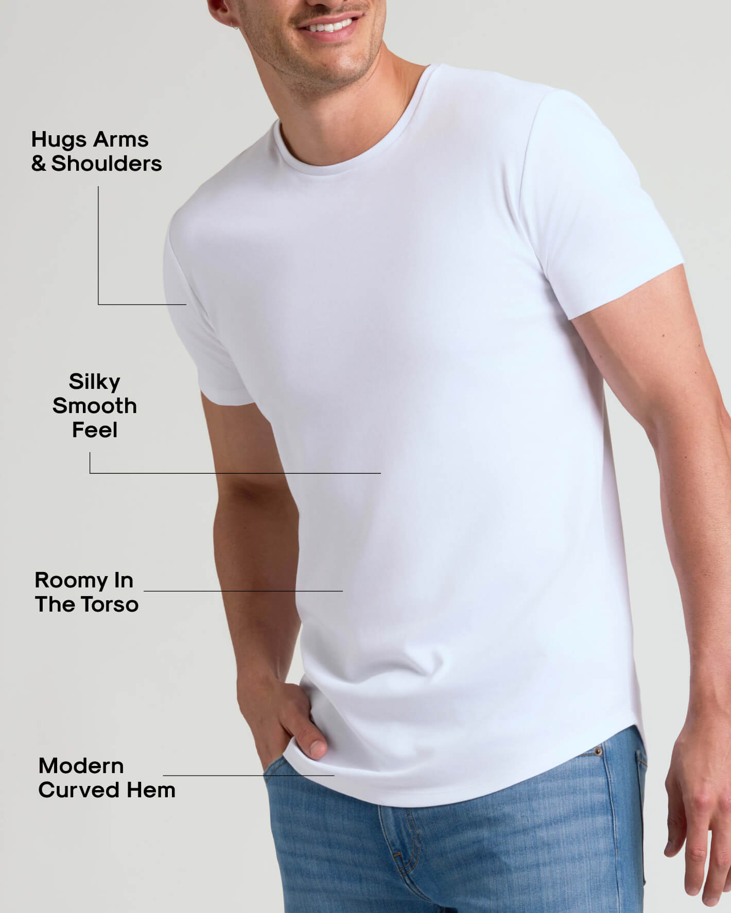 Tall Pima Cotton Blend Curved Hem Crew 2-Pack