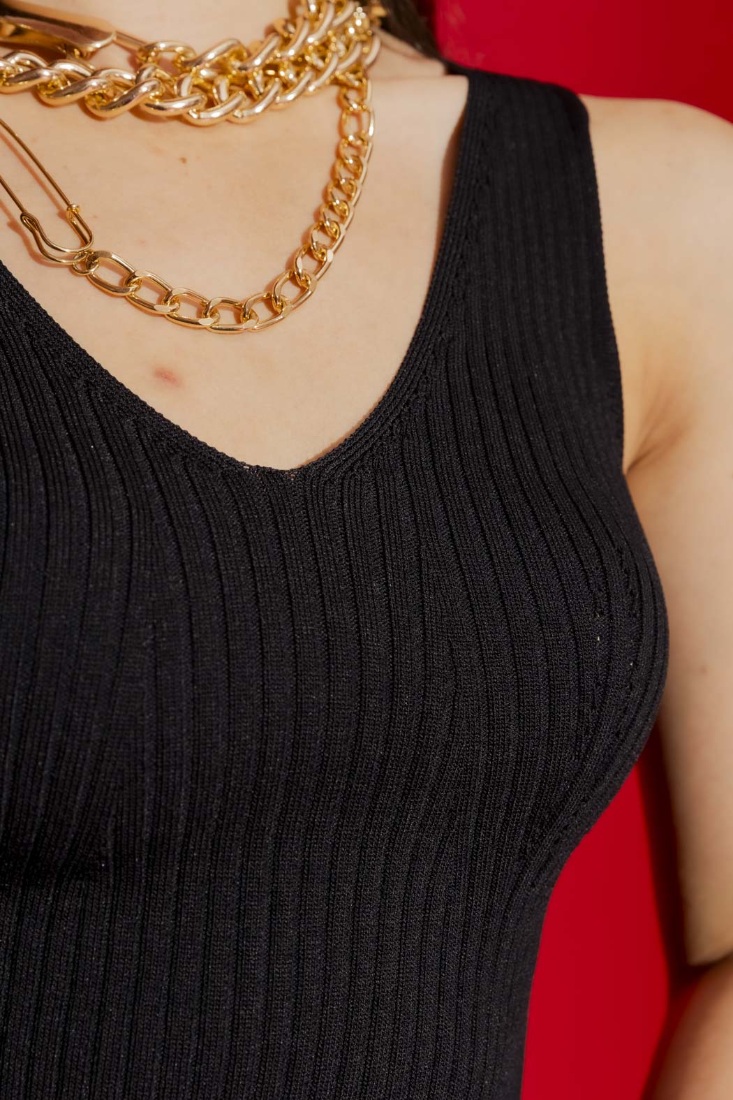 Black Rib Knit Cami Black S