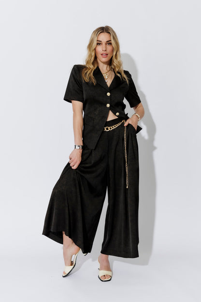 Black/Gold Wide Leg Culotte
