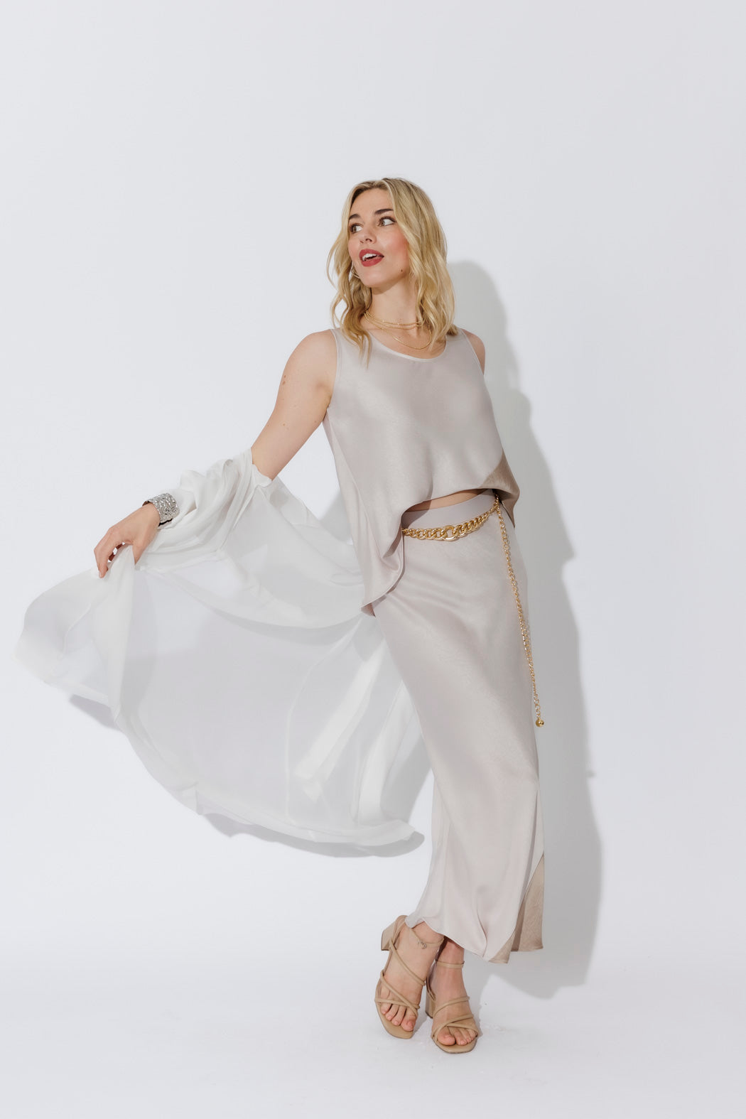 Champagne Contrast Bias Skirt