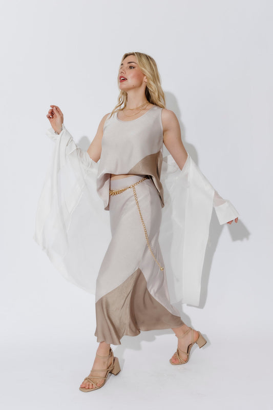 Champagne Contrast Bias Skirt