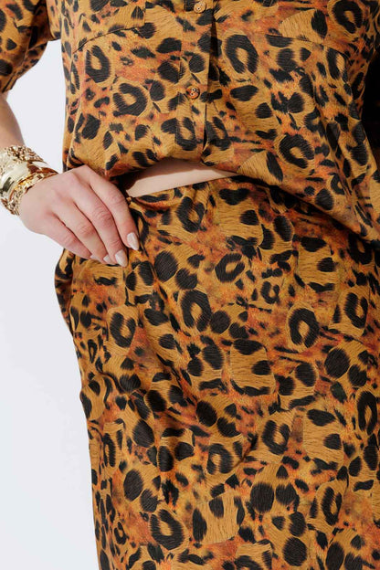 Animal Silky Bias Skirt