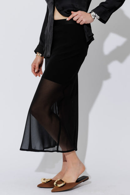 Black Chiffon Bias Skirt