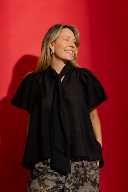 Black Tencel/Linen Addy Blouse