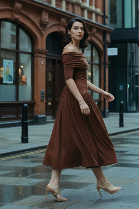 Brown Tencel Boho Dress