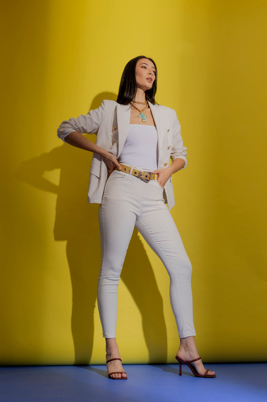 Beige Stripe Sisca Blazer Beige Stripe