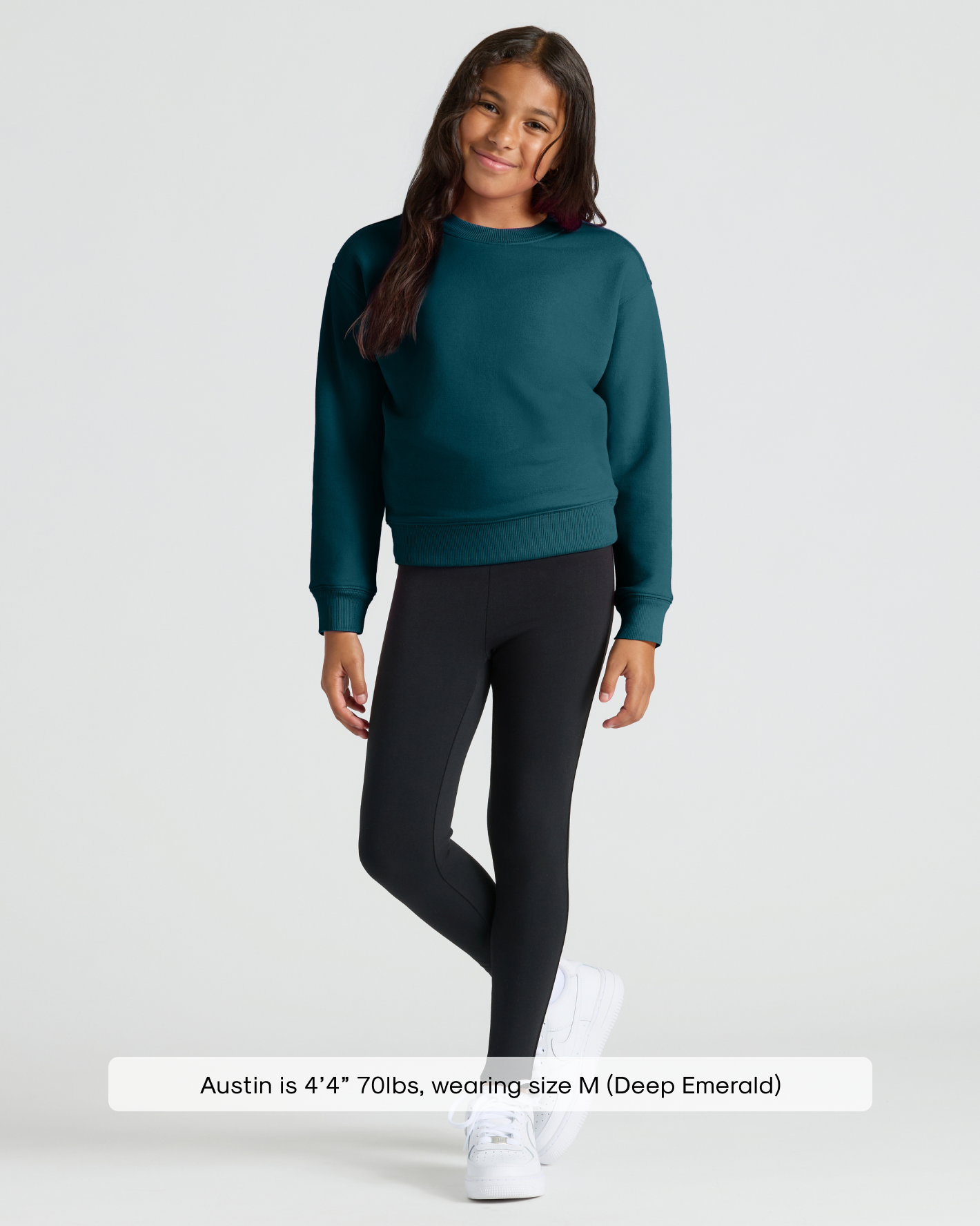 Girls Deep Emerald Slouch Pullover Crew