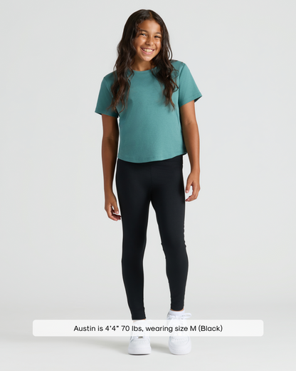 Girls Black Foldover Leggings