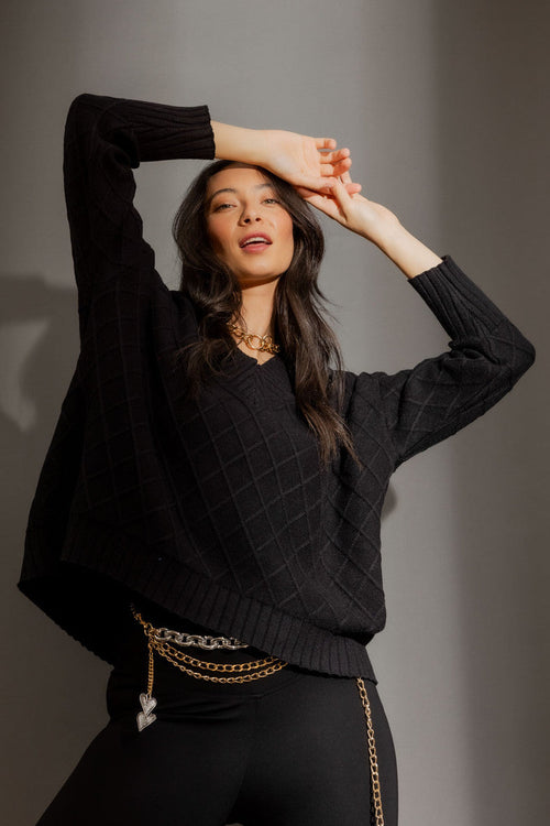 Black Diamond V Neck Jumper Black S/M