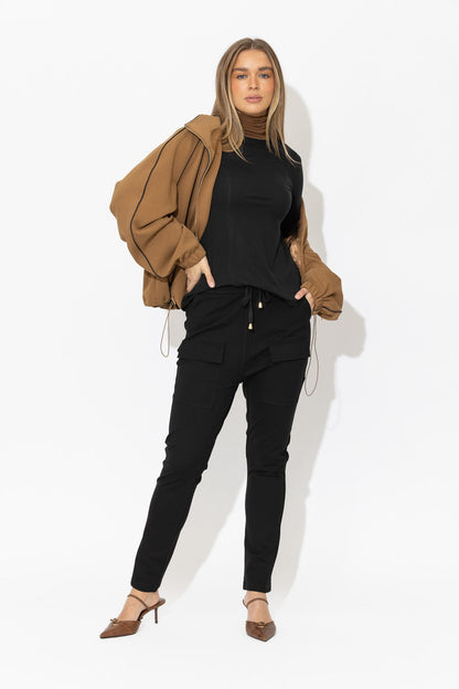 Black Ponte Jogger Cargo Pant