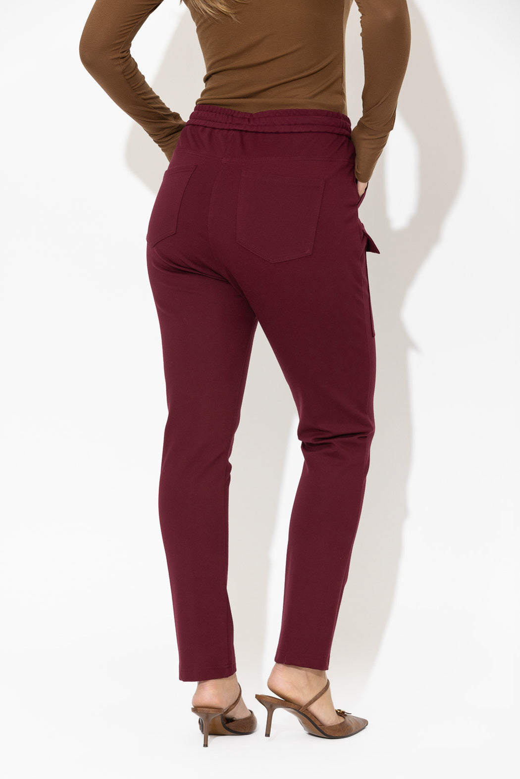 Burgundy Ponte Jogger Cargo Pant