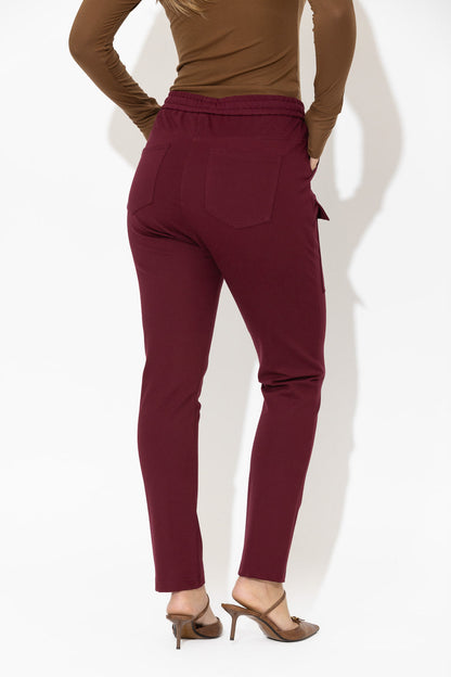 Burgundy Ponte Jogger Cargo Pant