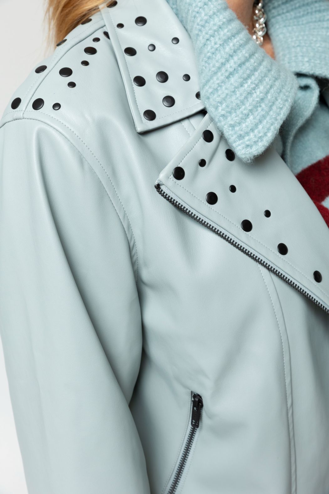 Chambray Ultra Stud Biker Jacket - Sale