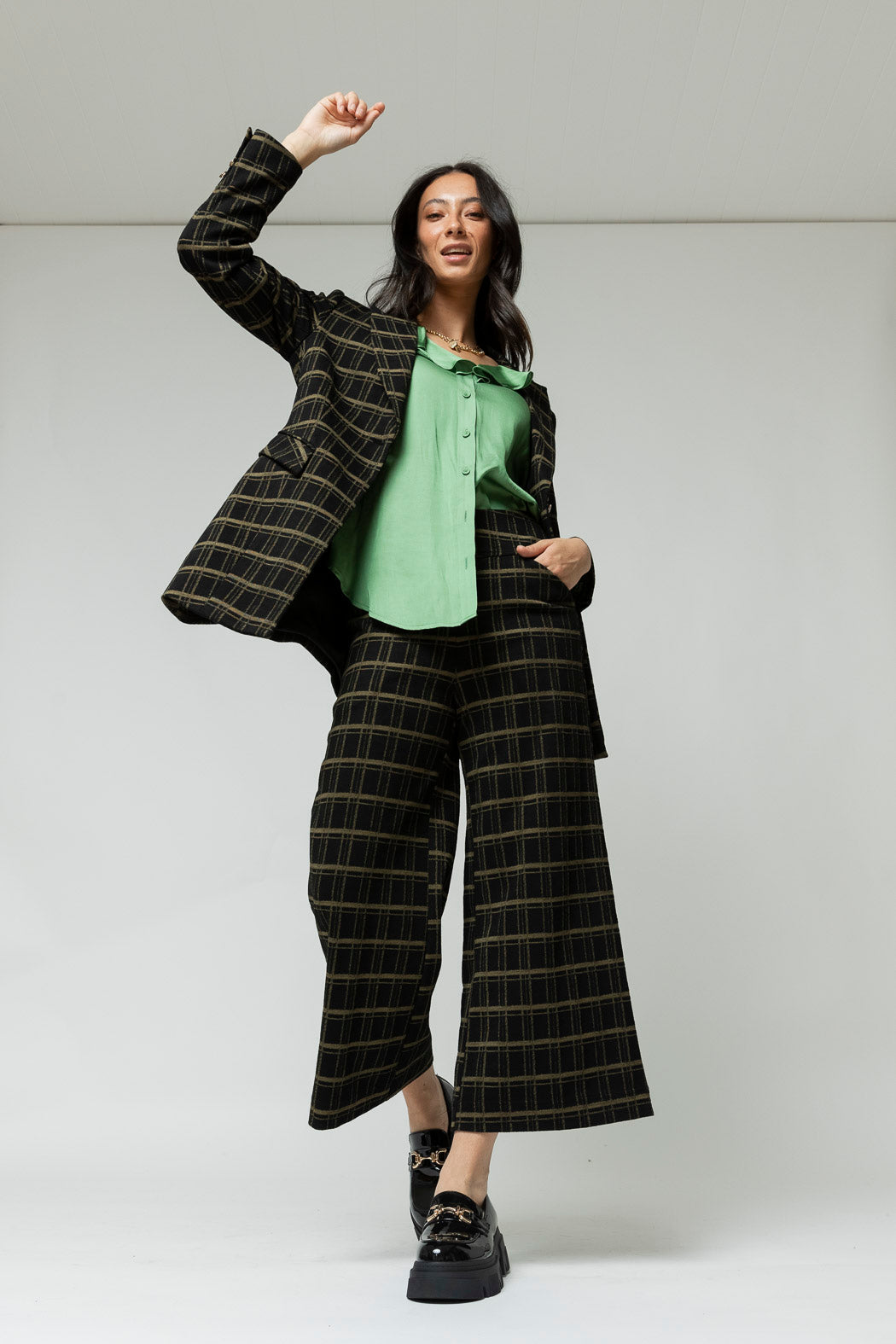 Black Khaki Jet Ponte Culotte