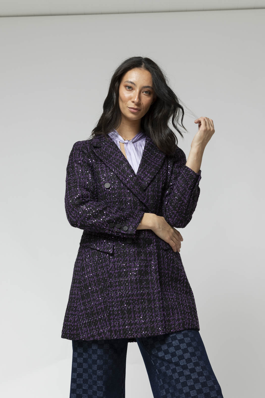 Black/purple Tweed Blazer- Sale