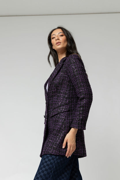 Black/purple Tweed Blazer- Sale