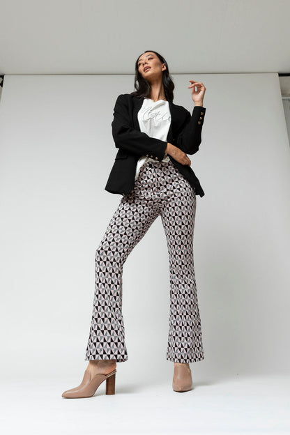 Black Pink Ponte Flare Pant - Final Sale