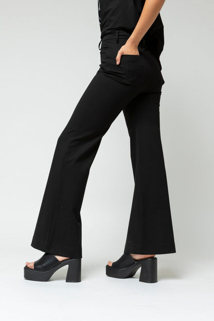 Black Ponte Wide Flare Pant