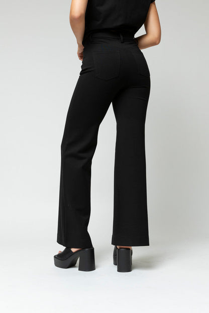 Black Ponte Wide Flare Pant