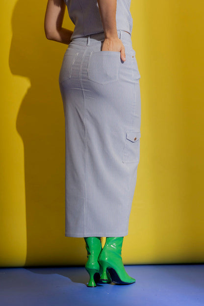 Blue Stripe Cargo Skirt Blue Stripe