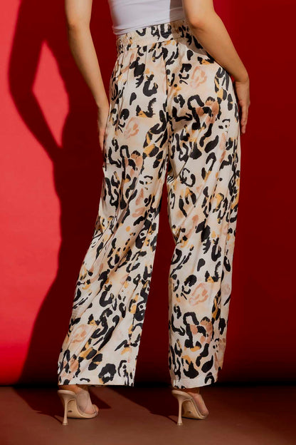 Beige Animal Silky Classic Culottes Beige Animal