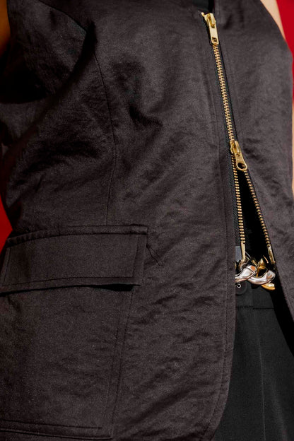 Black Zip Front Vest
