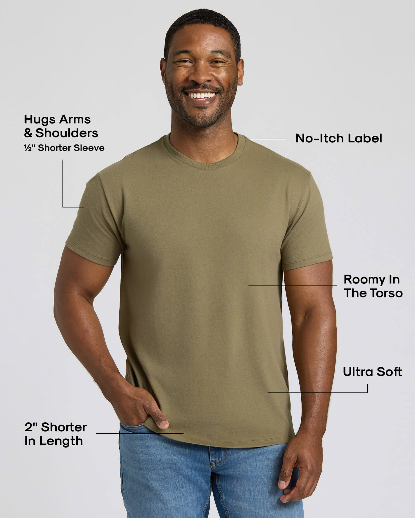 Military Green Short Classic Crew Neck