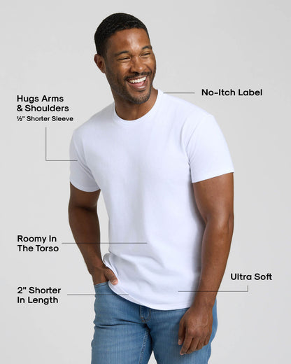 All White Short Classic Crew Neck 6-Pack