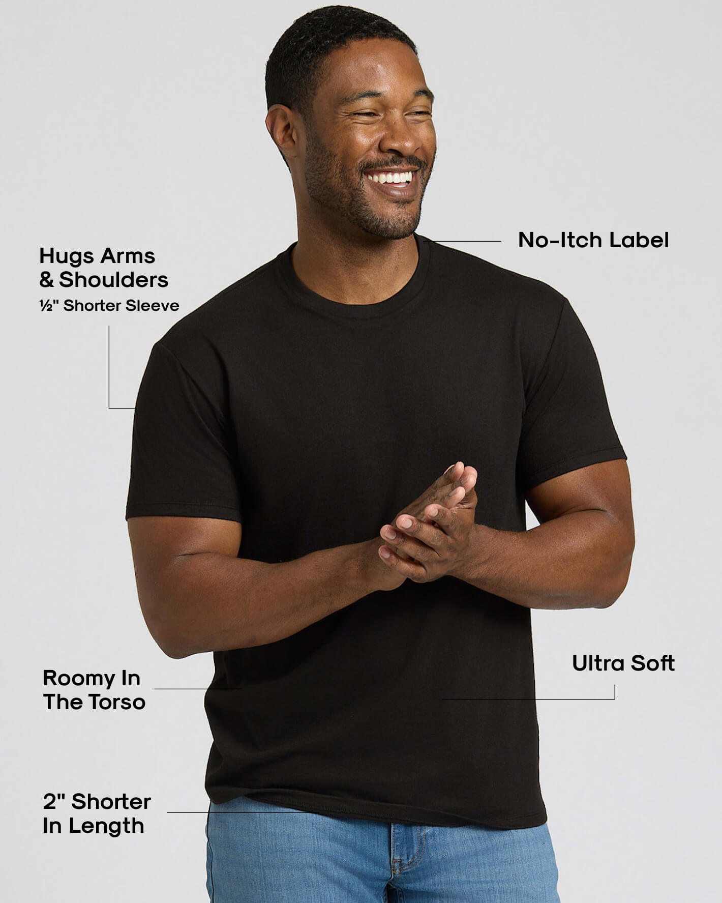 All Black Short Classic Crew Neck 6-Pack