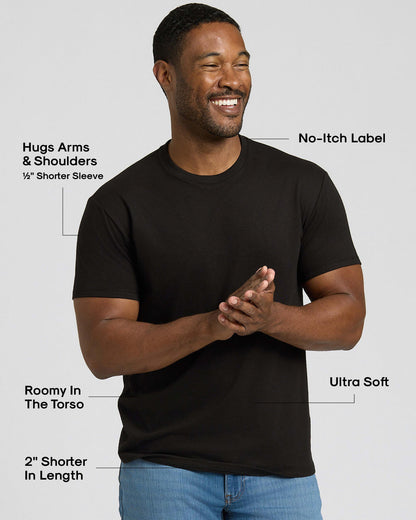 Black & White Short Classic Crew Neck 6-Pack