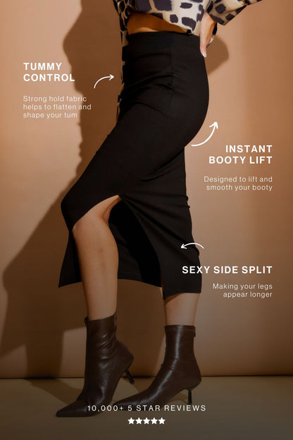 Black Ponte Ruched Miracle Skirt