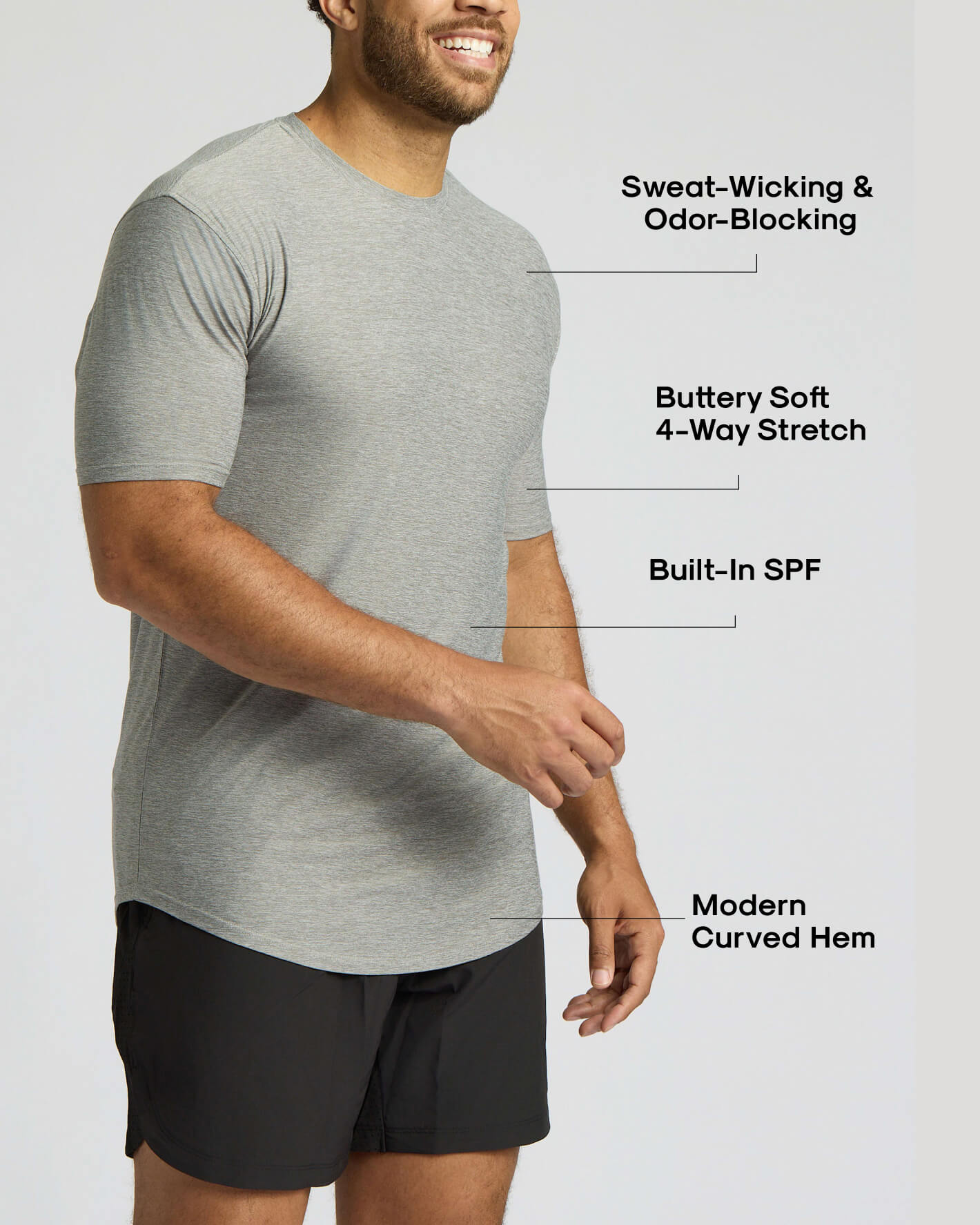 Heather Gray Tall Active Curved Hem Crew