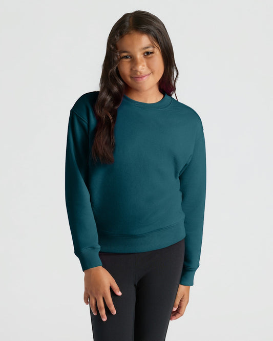 Girls Deep Emerald Slouch Pullover Crew