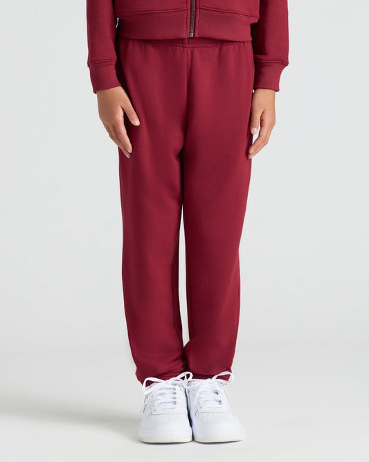 Girls Dark Maroon Relaxed Joggers