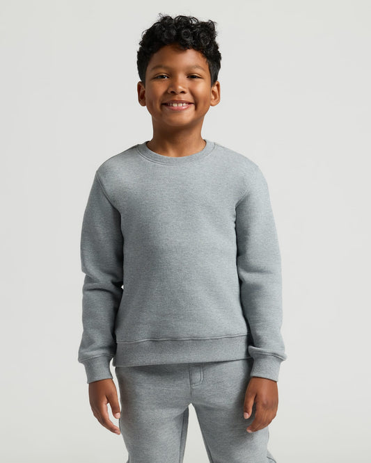 Boys' Medium Heather Gray Fleece Crew Neck