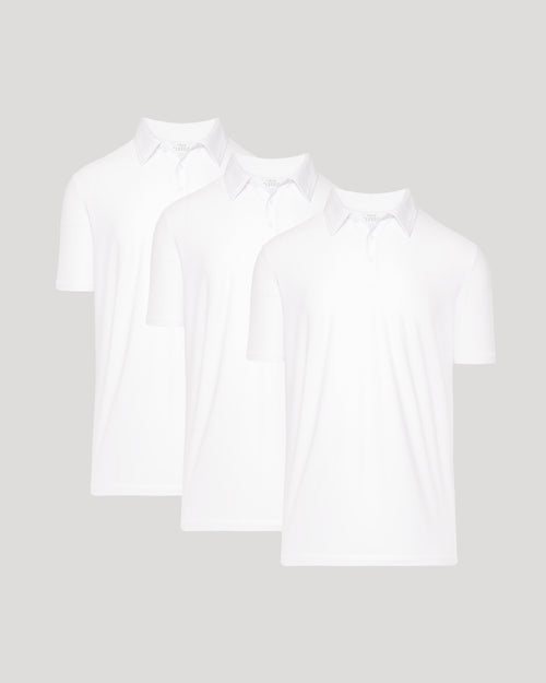 All White Active Short Sleeve Polo 3-Pack
